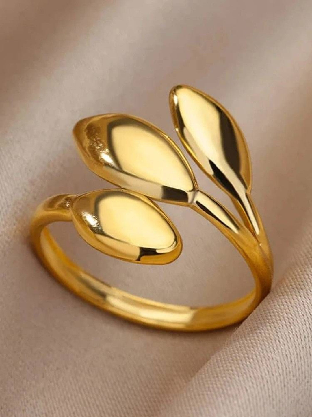 Sleek Triple Leaf Wrap Adjustable Ring