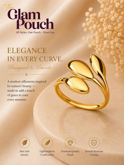 Sleek Triple Leaf Wrap Adjustable Ring