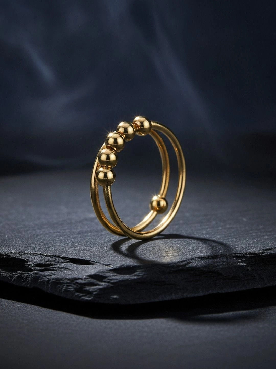 Minimalist Fidget Spinner Beaded Adjustable Ring