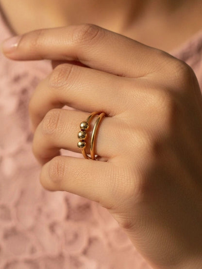 Minimalist Fidget Spinner Beaded Adjustable Ring