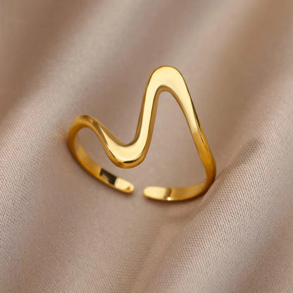 Chic Minimalist M-Wave Adjustable Ring