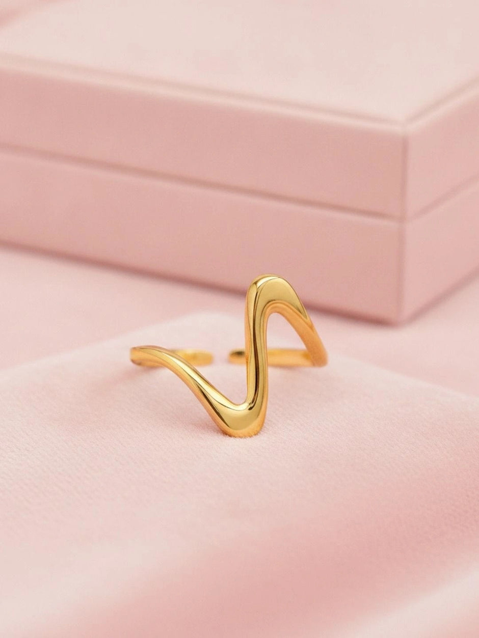 Chic Minimalist M-Wave Adjustable Ring
