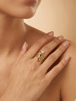 Tri- Stone Spiral Wrap Adjustable Statement Gold Ring