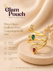 Tri- Stone Spiral Wrap Adjustable Statement Gold Ring