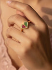 Retro Pixel Adjustable Heart Shape Ring with Multi-Color Stone