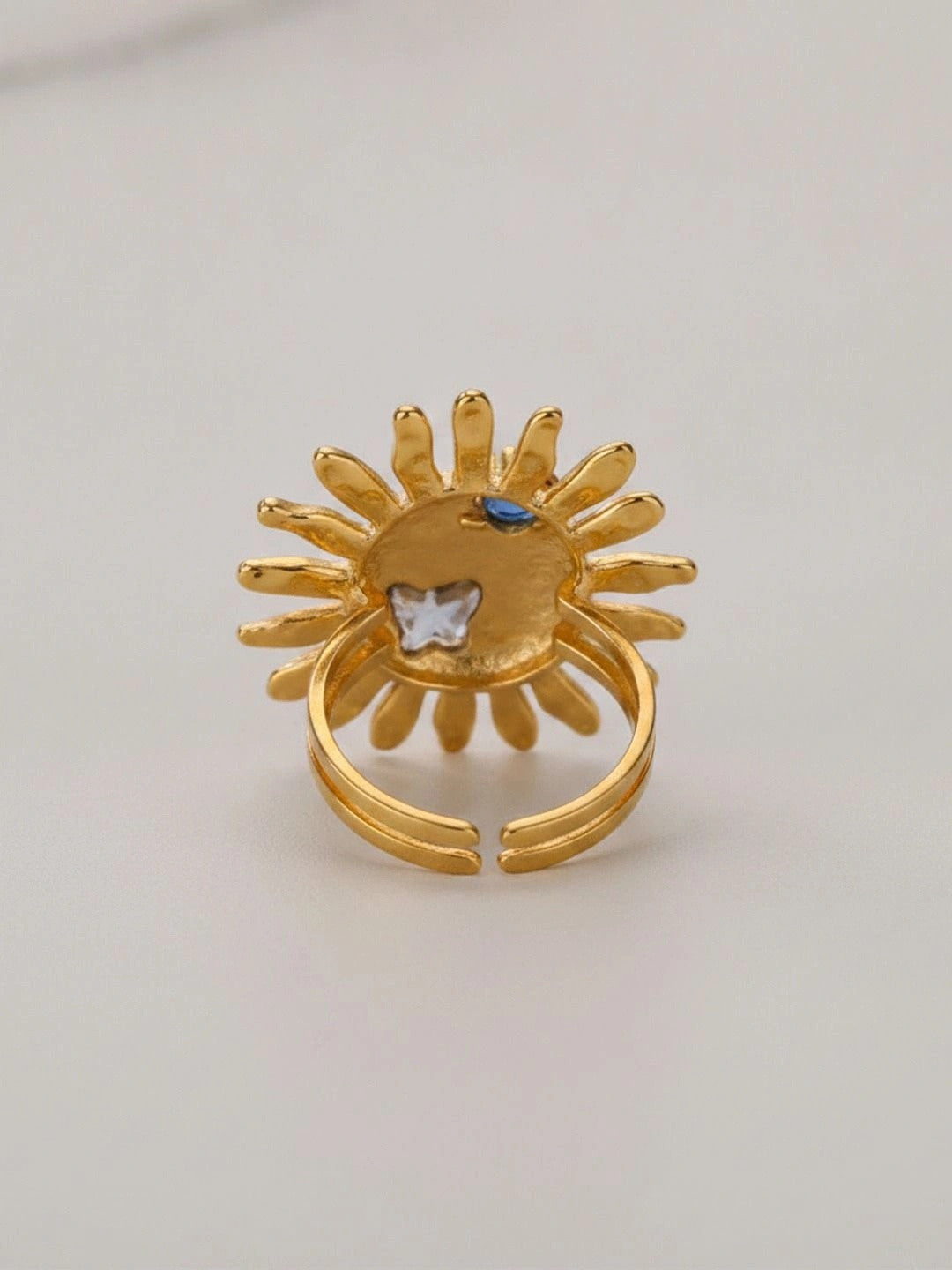 Bohemian Asymmetric Sunface Pearl Statement Ring