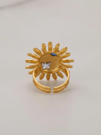 Bohemian Asymmetric Sunface Pearl Statement Ring