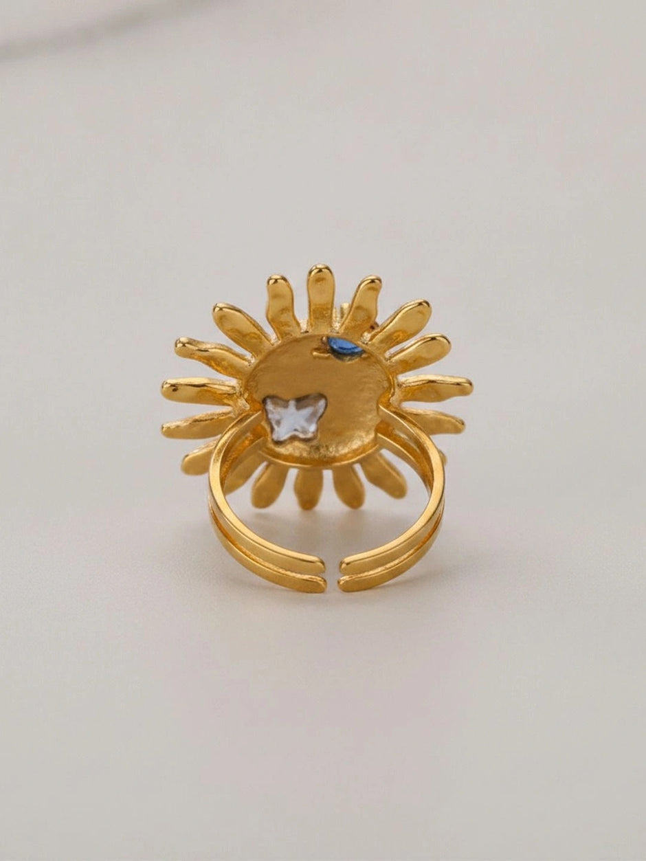 Bohemian Asymmetric Sunface Pearl Statement Ring