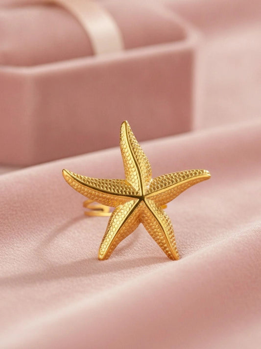 Nautical Starfish Gold-Tone Statement Ring