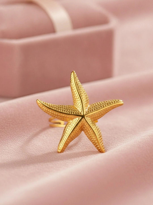 Nautical Starfish Gold-Tone Statement Ring