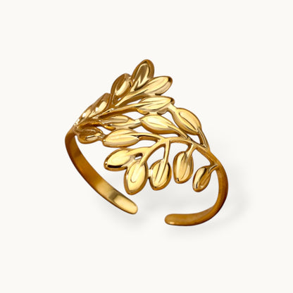 Laurel Wreath Gold-Tone Open Wrap Ring