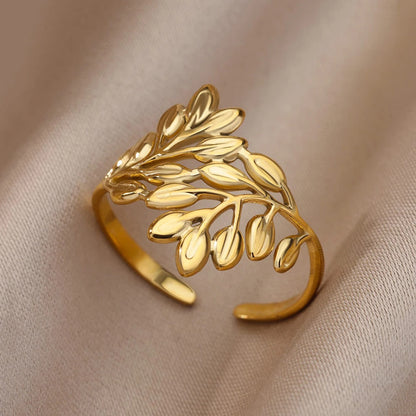 Laurel Wreath Gold-Tone Open Wrap Ring