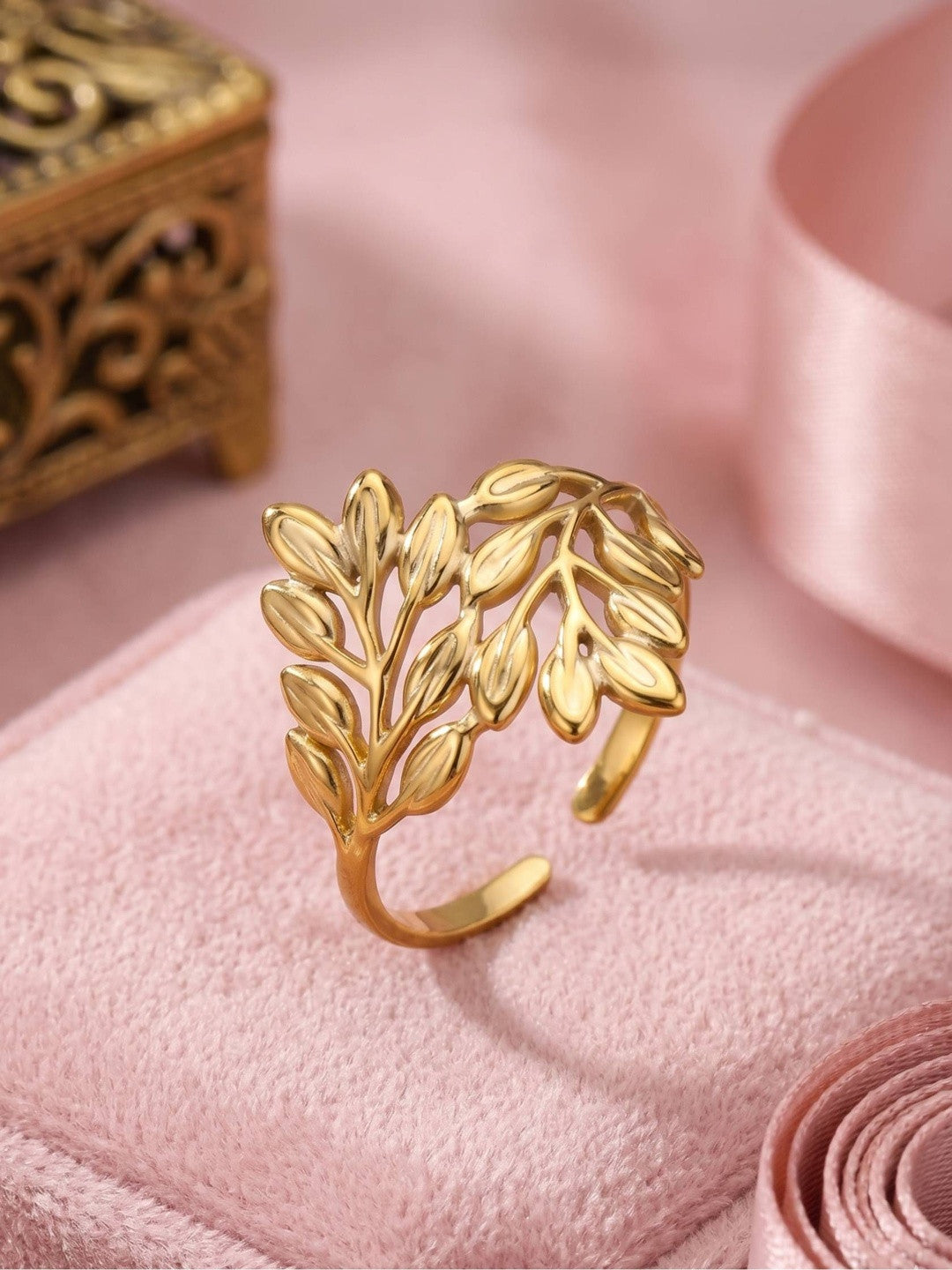 Laurel Wreath Gold-Tone Open Wrap Ring