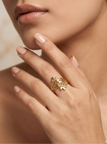 Laurel Wreath Gold-Tone Open Wrap Ring