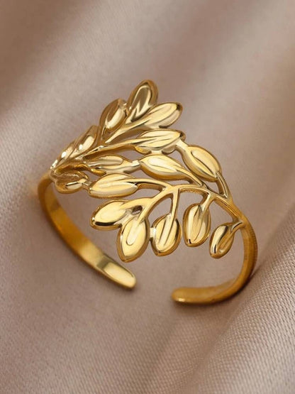 Laurel Wreath Gold-Tone Open Wrap Ring