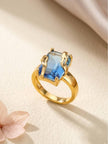 Bold Emerald-Cut Blue Ombre Stone Gold Statement Ring