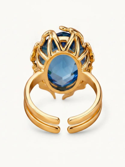 Avant-Garde Blue Ombre Stone Statement Gold Ring For Women