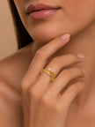 Artisan Engraved Accent Split & Stackable Pearl Band Ring