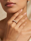 Baguette & Double Pearl Solitaire Gold-Plated  Band