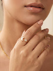 Celestial Mother-of-Pearl Moon & Star Adjustable Ring