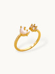 Celestial Mother-of-Pearl Moon & Star Adjustable Ring