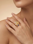 Glamorous Pearl & Gem Stone Starfish Cocktail Pearl Ring