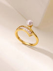 Swirl Baguette & Solitaire Stackable Diamond Pearl Ring
