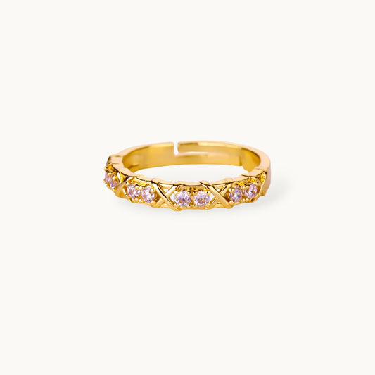 Geometric Pink Pave Eternity Stackable Band