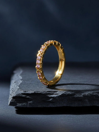 Geometric Pink Pave Eternity Stackable Band
