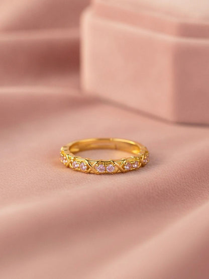 Geometric Pink Pave Eternity Stackable Band