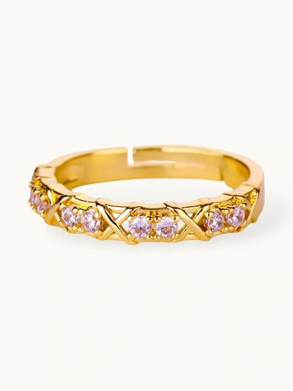 Geometric Pink Pave Eternity Stackable Band