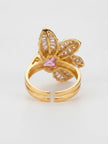 Dazzling Floral Pink Sapphire Gold Plated Diamond Ring