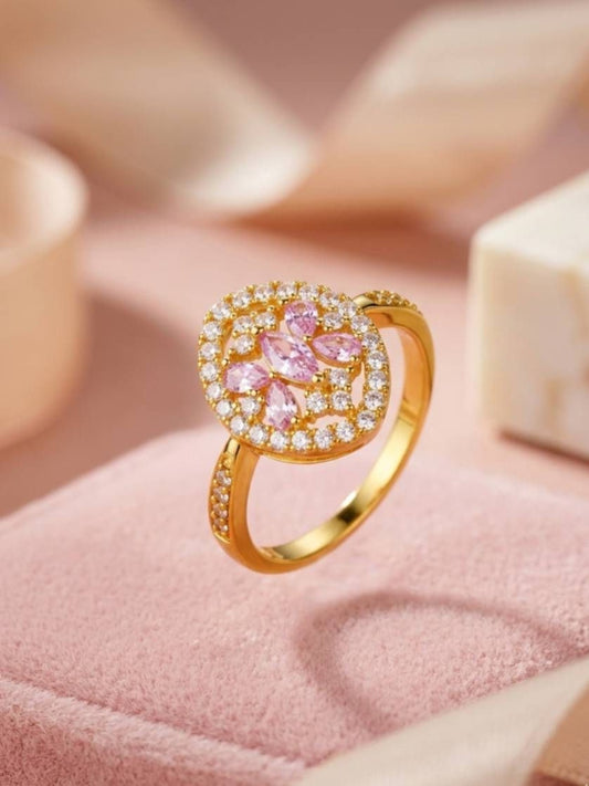 Pink Marquis Center Oval Pave Halo Diamond Ring