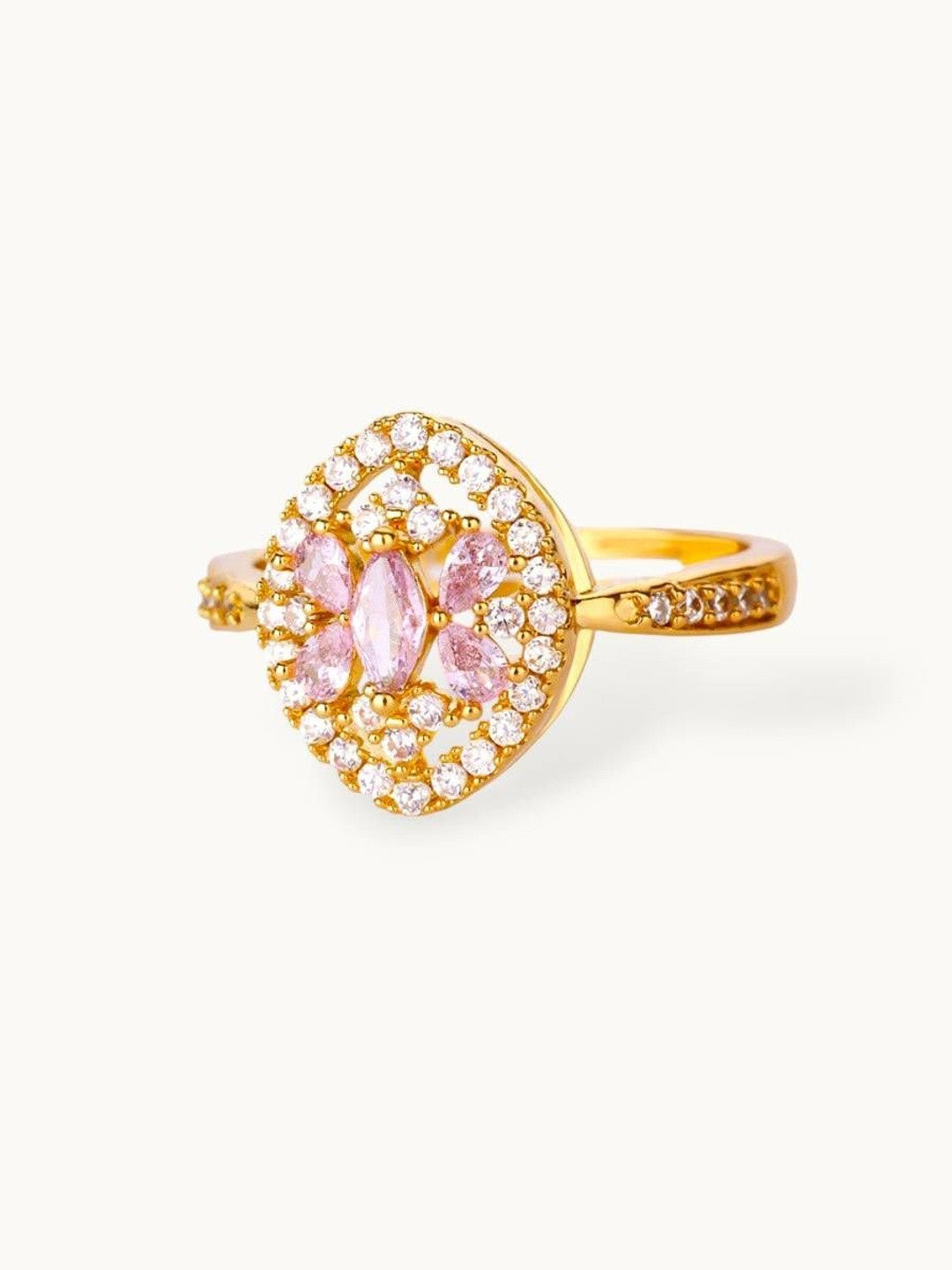 Pink Marquis Center Oval Pave Halo Diamond Ring