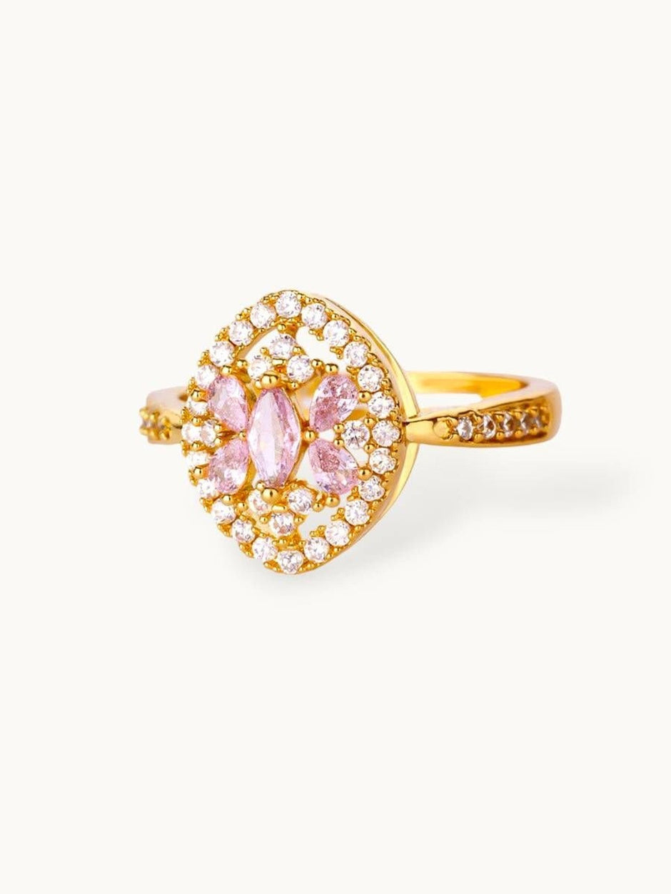 Pink Marquis Center Oval Pave Halo Diamond Ring