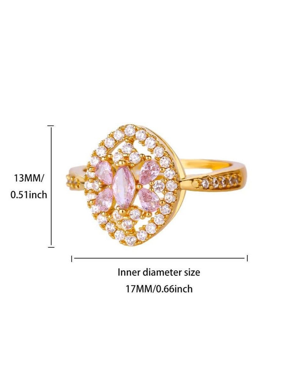 Pink Marquis Center Oval Pave Halo Diamond Ring