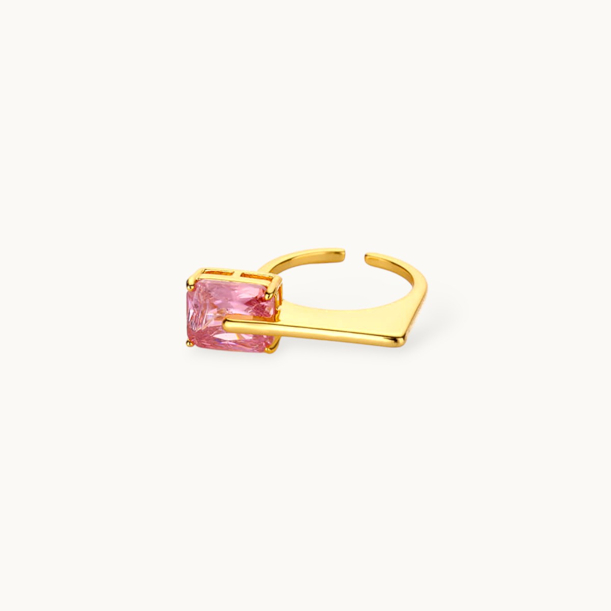 Chic Minimalist Pink Cubic Zirconia Gold Plated Ring