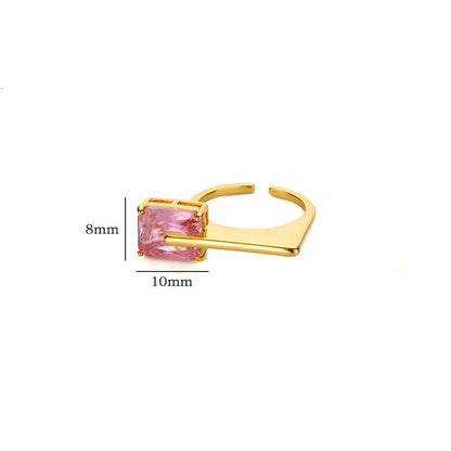 Chic Minimalist Pink Cubic Zirconia Gold Plated Ring