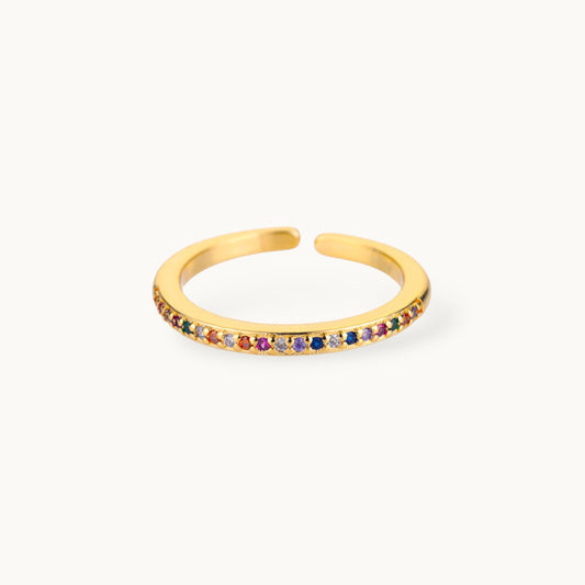 Vibrant Rainbow Pave Eternity Stackable Stone Band Ring