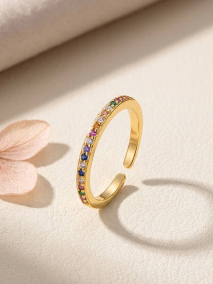 Vibrant Rainbow Pave Eternity Stackable Stone Band Ring
