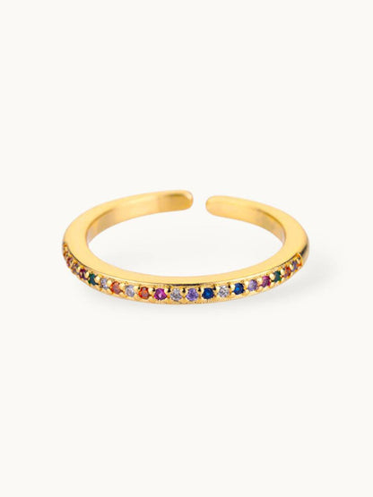 Vibrant Rainbow Pave Eternity Stackable Stone Band Ring
