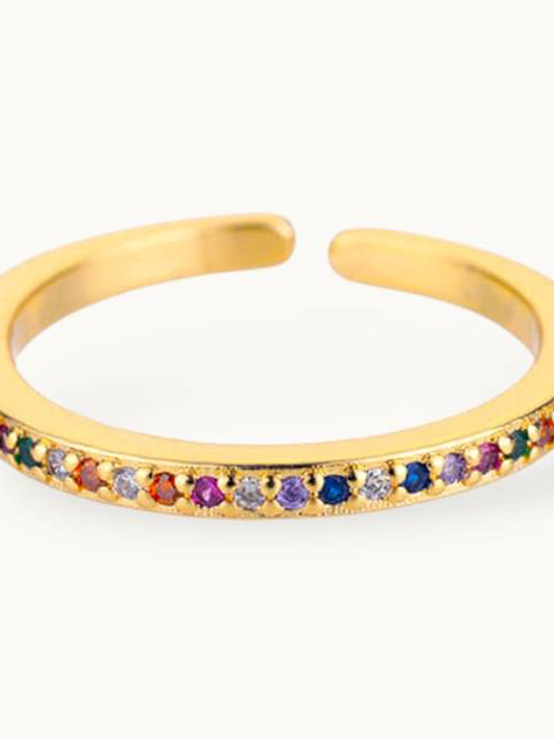 Vibrant Rainbow Pave Eternity Stackable Stone Band Ring
