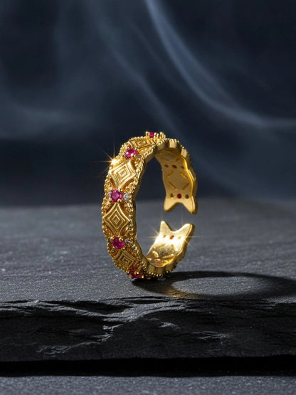 Bohemian Diamond Lattice Stackable Band Ruby Ring