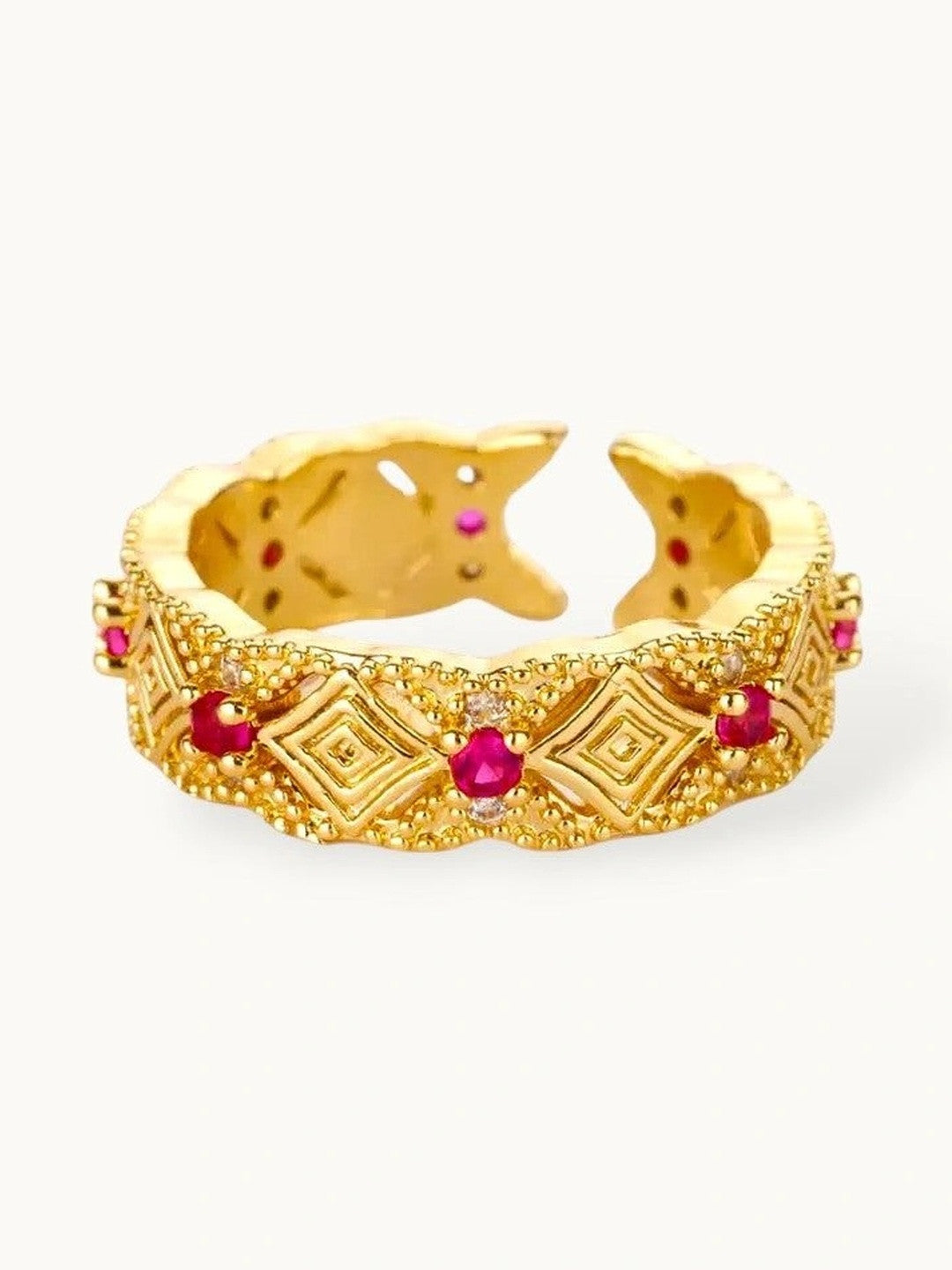 Bohemian Diamond Lattice Stackable Band Ruby Ring