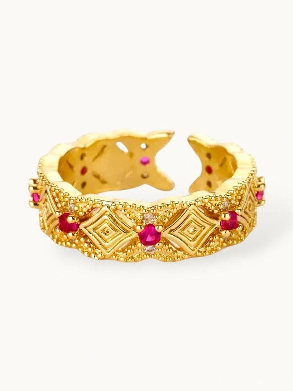 Bohemian Diamond Lattice Stackable Band Ruby Ring