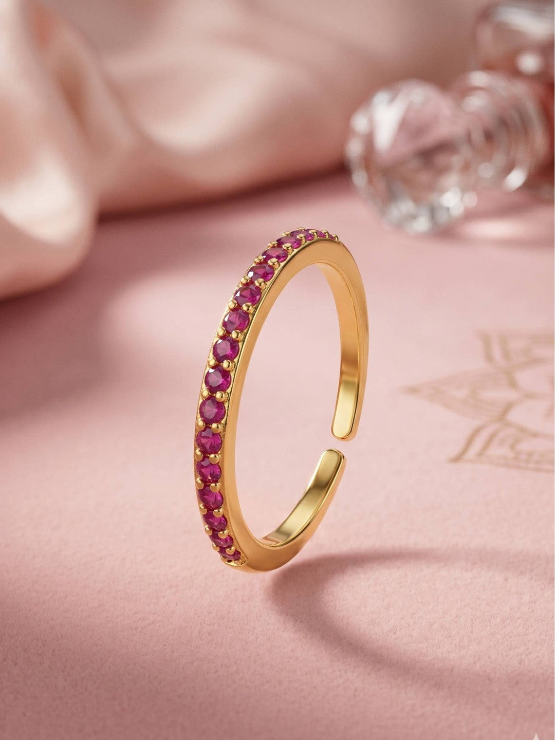 Classic Ruby Pave Eternity Stackable Band For Women