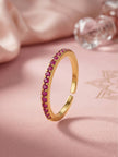 Classic Ruby Pave Eternity Stackable Band For Women