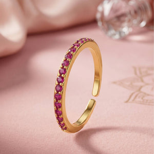 Classic Ruby Pave Eternity Stackable Band For Women