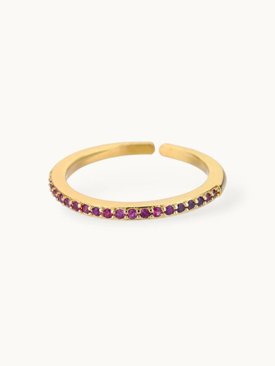 Classic Ruby Pave Eternity Stackable Band For Women