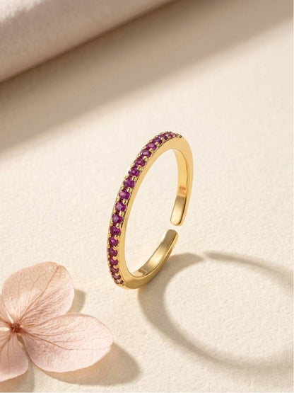 Classic Ruby Pave Eternity Stackable Band For Women